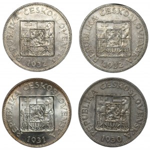 CZECHOSLOVAKIA - 10 crowns 1930-1932 - set of 4 pieces
