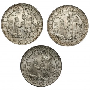 CZECHOSLOVAKIA - 100 crowns 1948 - set of 3 pieces