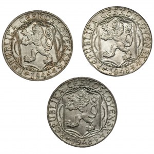 CZECHOSLOVAKIA - 100 crowns 1948 - set of 3 pieces