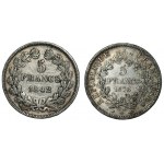 FRANCJA - 5 franków 1842, 1876 - set 2 sztuk