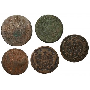 AUSTRIA i POLSKA - 1-3 kreuzer 1762-1800 oraz Grosz 1767 - set 5 sztuk