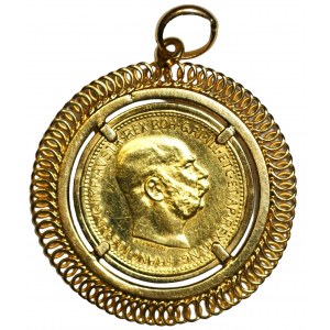 AUSTRIA - 20 koron 1915 w złotej oprawie