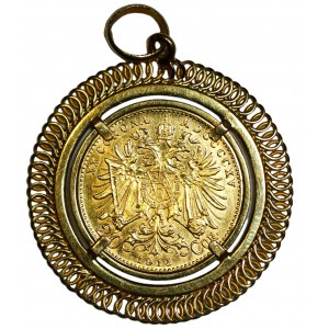 AUSTRIA - 20 koron 1915 w złotej oprawie