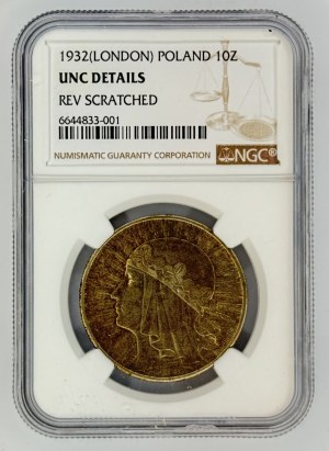 10 gold 1932, Head of a Woman, London - NGC UNC DETAILS