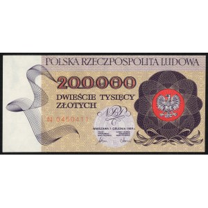 200.000 złotych 1989 - seria H przerobiona na serię N.