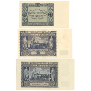 5-20 złotych 1936-1941 - set 3 sztuk