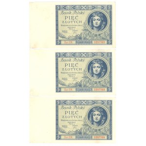 5 oro anni '30 - serie EN. - set di 3 pezzi