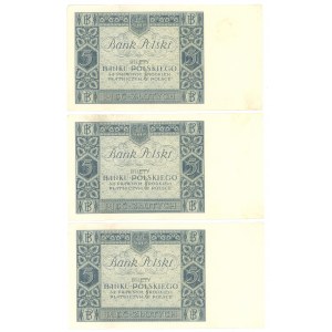5 oro anni '30 - serie EN. - set di 3 pezzi