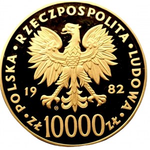 10.000 zlatých 1982 - Jan Pavel II Valcambi Švýcarsko - zrcadlová známka (PROOF)