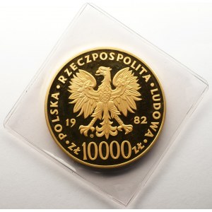 10.000 zlatých 1982 - Jan Pavel II Valcambi Švýcarsko - zrcadlová známka (PROOF)