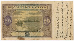 50 złotych 1946 - seria M z dedykacją