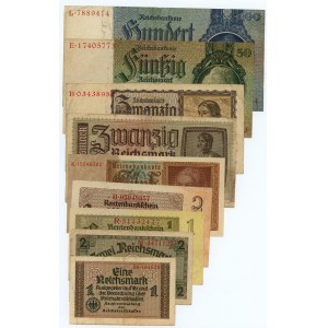 GERMANY - 1-100 marks (1935-1937) - set of 9 banknotes.