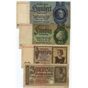GERMANY - 1-100 marks (1935-1937) - set of 9 banknotes.