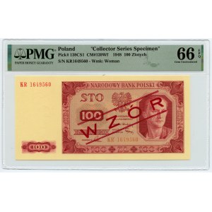 100 złotych 1948 - seria KR WZÓR - PMG 66 EPQ