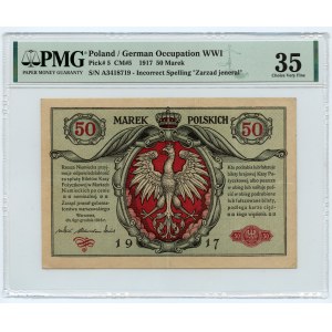 50 Polish marks 1916 - jeneral series A - 7 figures - PMG 35