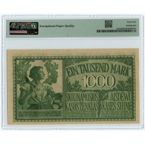 KOWNO - 1.000 Mark 1918 - Serie A 6 Ziffern - PMG 64 EPQ