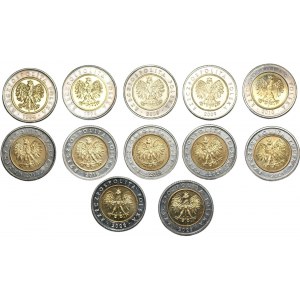 5 zlotých 1994-2023 - sada 12 mincí