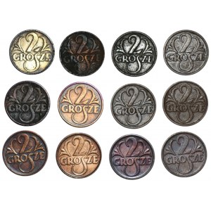 2 pennies 1923-1939 - ensemble de 12 pièces