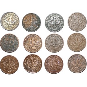 2 pennies 1923-1939 - ensemble de 12 pièces
