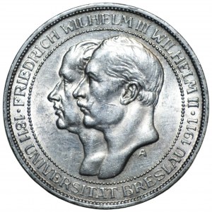 NEMECKO - Prusko, Wilhelm II - 3 známky 1911 (A) 100 rokov Vroclavskej univerzity