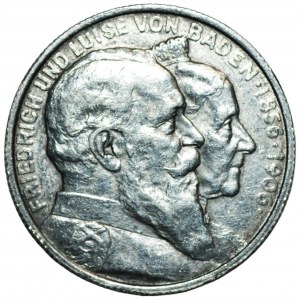 GERMANY - Baden, 2 marks 1906 - 50th wedding anniversary of Friedrich and Louisa