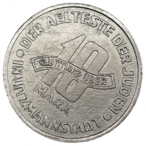 GETTO von Lodz, Ghetto Litzmannstadt - 10 Mark 1943 Drehung 30 Grad - Aluminium, Zertifikat von Jack Sarosiek