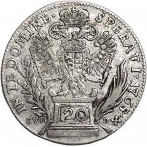 AUSTRIA - Franciszek I, - 20 krajcarów 1765 BC, Kremnica