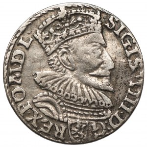 Sigismund III Vasa (1587-1632) - Trojak Malbork 1594 - open O in the word GROS