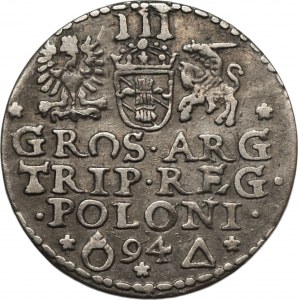 Sigismund III Vasa (1587-1632) - Trojak Malbork 1594 - open O in the word GROS