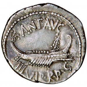 Republika Rzymska, Marek Antoniusz, denar, 32-31 przed Chr., men. ruchoma (Patras?)