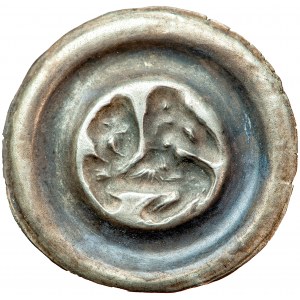 Polska, Śląsk, szeroki brakteat jeździec z sokołem, 2. połowa XIII w.