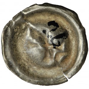 Polska, Wielkopolska (?), brakteat guziczkowy Krzyż, księżyc i gwiazda, 2. połowa XIII w.