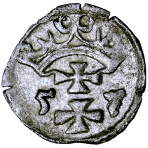 Polska, Zygmunt August, Gdańsk, pieniążek (denar) 1557, men. Gdańsk