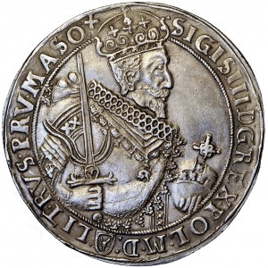 Polska, Zygmunt III, Korona, talar, 1630, men. Bydgoszcz, Jakub Jakobson