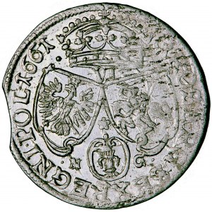Polska, Jan Kazimierz, Korona, szóstak, 1661, men. Poznań, Mikołaj Gill