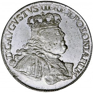 Polska (Saksonia), August III, ort (tymf), 1754, men. Lipsk, E. Croll