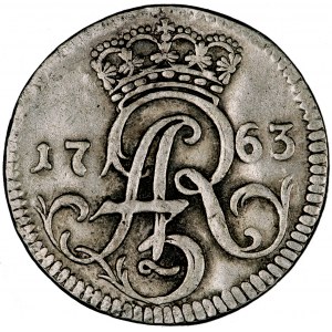 Polska, August III, Elbląg, trojak, 1763, men. Elbląg