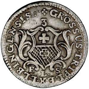Polska, August III, Elbląg, trojak, 1763, men. Elbląg