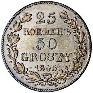 Polska, Mikołaj I, 25 kop = 50 gr, 1845, men. Warszawa