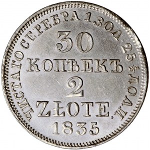 Polska, Mikołaj I, 30 kop = 2 zł, 1835, men. Warszawa