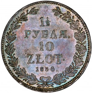 Polska, Mikołaj I, 1 1/2 rubla = 10 złotych, 1836, men. Petersburg, N. Graczow