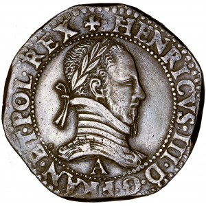 Francja, Henryk III (Henryk Walezy), frank, 1575 au col plat, men. Parys