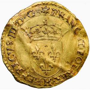 Francja, Henryk III (Henryk Walezy), ecu d'or au soleil, 1589, men. La Rochelle
