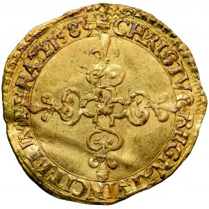 Francja, Henryk III (Henryk Walezy), ecu d'or au soleil, 1589, men. La Rochelle