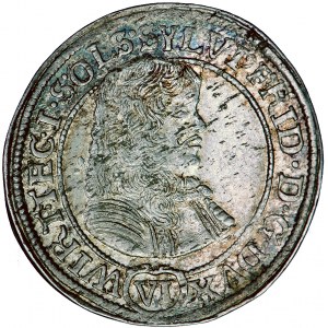 Śląsk, Księstwo Oleśnickie, Sylwiusz Fryderyk, 6 krajcarów, 1674, men. Oleśnica, S. Pfahler