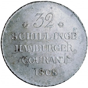 Niemcy, Związek Reński, Hamburg, podwójna marka (32 szelągi) 1808, men. Hamburg, H.S.K.