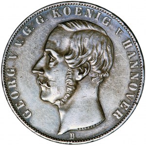 Niemcy, Hanower, Jerzy V, dwutalar, 1855, men. Hanower