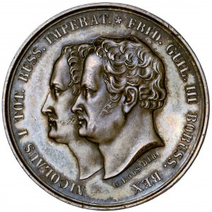 Polska, zabory rosyjski i pruski, Mikołaj I i Fryderyk Wilhelm III, wspólne manewry wojskowe pod Kaliszem, 1835, Ludwig Held i Gottfried Bernhard Loos, Berlin