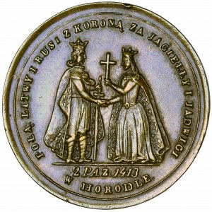 Polska, emigracja, medalik na pamiątkę Zjazdu Jedności Rzeczypospolitej Obojga Narodów w Horodle, 10 X 1861