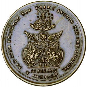 Polska, emigracja, medalik na pamiątkę Zjazdu Jedności Rzeczypospolitej Obojga Narodów w Horodle, 10 X 1861
